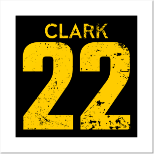 Caitlin Clark Yellow Distressed Jersey Number 22 Posters and Art